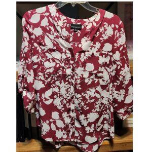 Fun Red/Purple and White Floral Fortune and Ivy Blouse Size Small